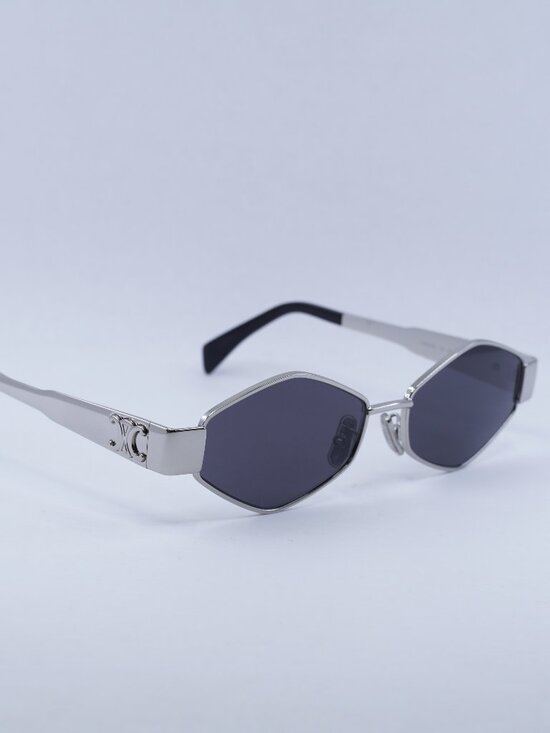 Celine CL40254U 16A Sunglasses Palladium Geometric Frame, Smoke Lenses main image 4